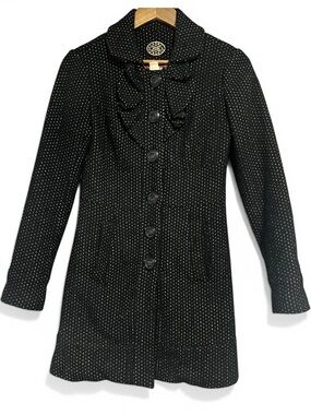 Anthropologie Idra Romantic Wool Black and White Coat Size 0
